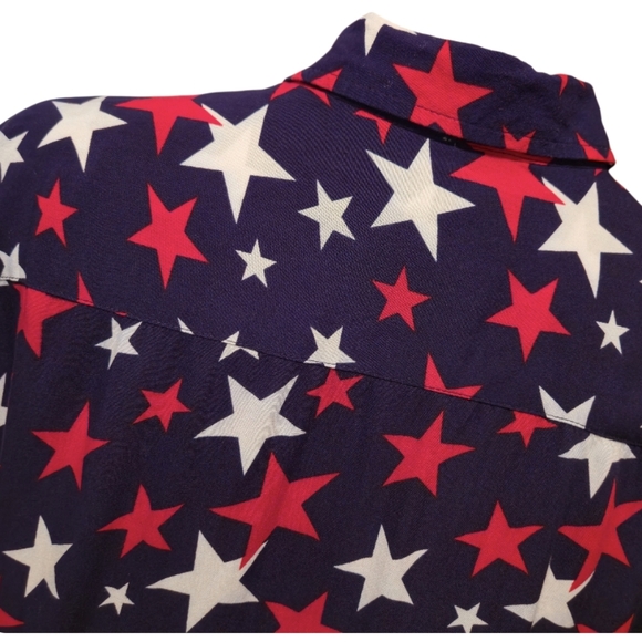 EIGTH AVENUE Mens Casual Red White And Blue Stars Button Down Shirt Size Large - Picture 6 of 10